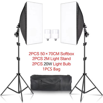 Studio Kit Photo Softbox Light Box Lighting Single Led Lamp with Tripod Photography ooting Soft Box Fla E27 Accessories