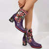 Women's Printed Stitching Round Head Thick Bottom Bootie
