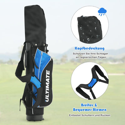 5-Teiliges Kinder Golfschläger Set Mit Fairway Holz Eisen 7, 9 & Putter Mit Standtasche Für Junior Von 11-13 Jahren