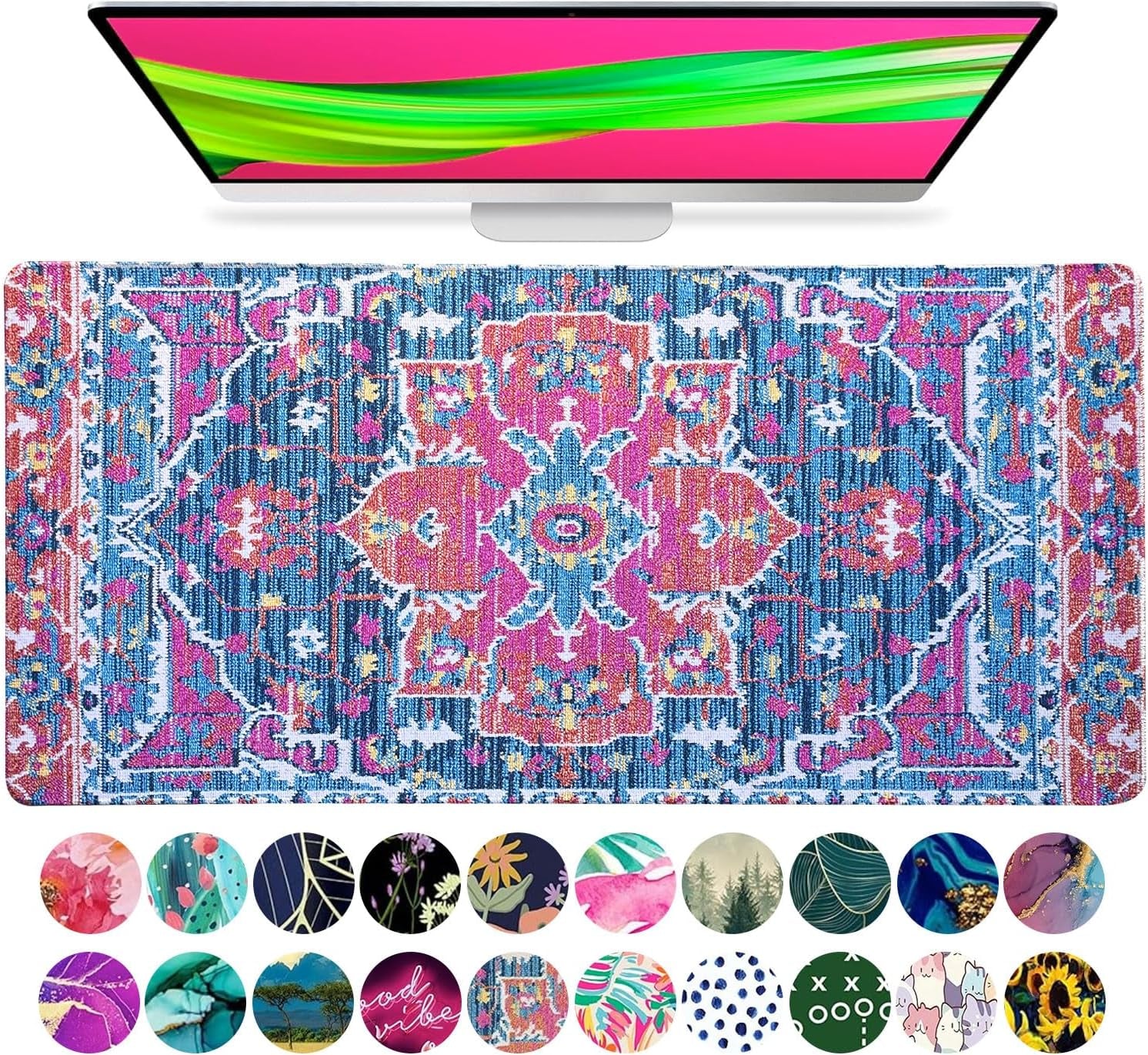 French Koko Large Desk Pad Protector, 78.7 x 38.1 cm, Cute Desk Decor, Laptop Mat, Writing Pad, Office Mouse Pad, Home Office Accessory, Mouse Pad (Paisley Dreams)