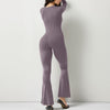 Women Long Sleeve Belly Waist Shaping and Hip Lift Square Collar Wide Leg High Elastic Jumpsuit